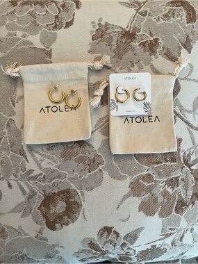 NWOT Atolea Gold Hoop Earrings Bundle (2 Pairs) — Waterproof 18K Gold Plated